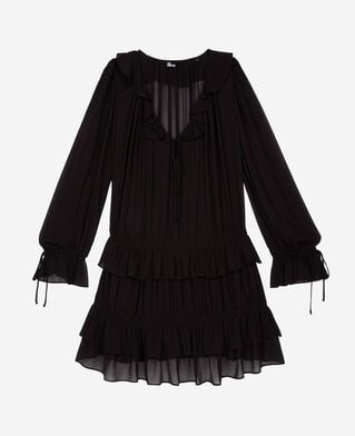 The Kooples FEMME BLACK STONE robe courte avec volants noire
