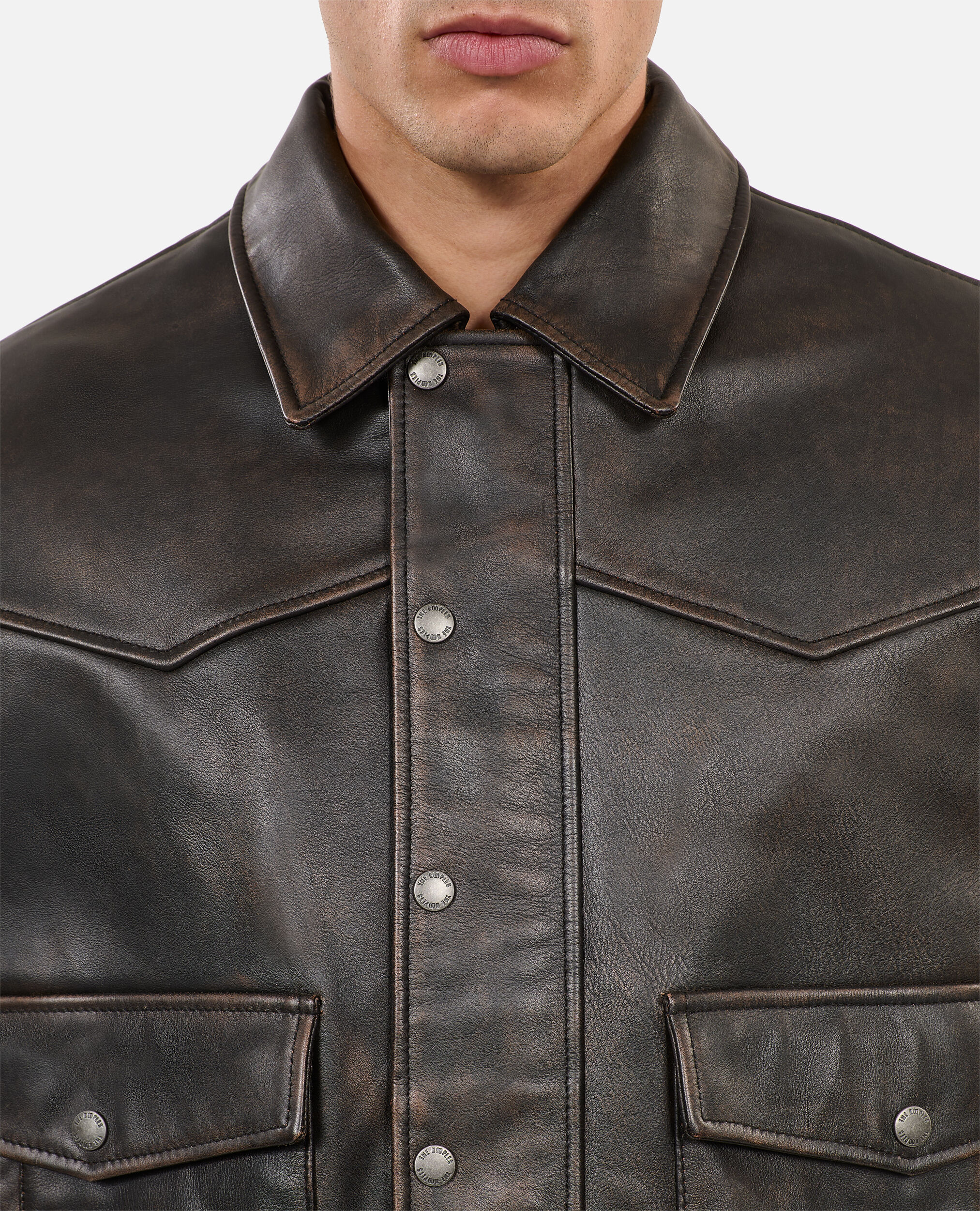Men's Brown leather jacket | The Kooples US
