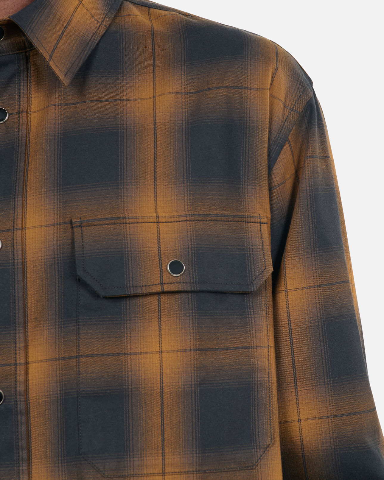 The Kooples MEN DARK BROWN black and brown checked overshirt