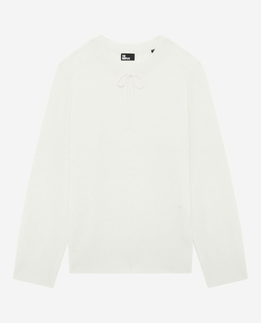 The Kooples F ECRU round-neck cashmere sweater, ecru