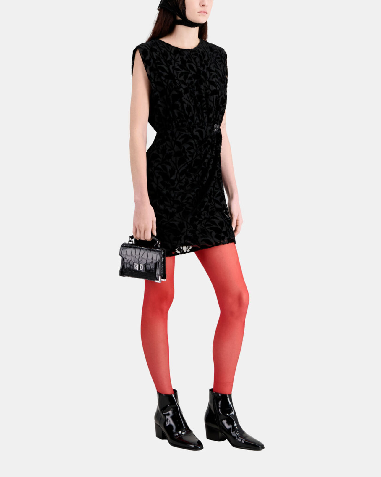 The Kooples WOMEN BLACK short black devoré velvet dress