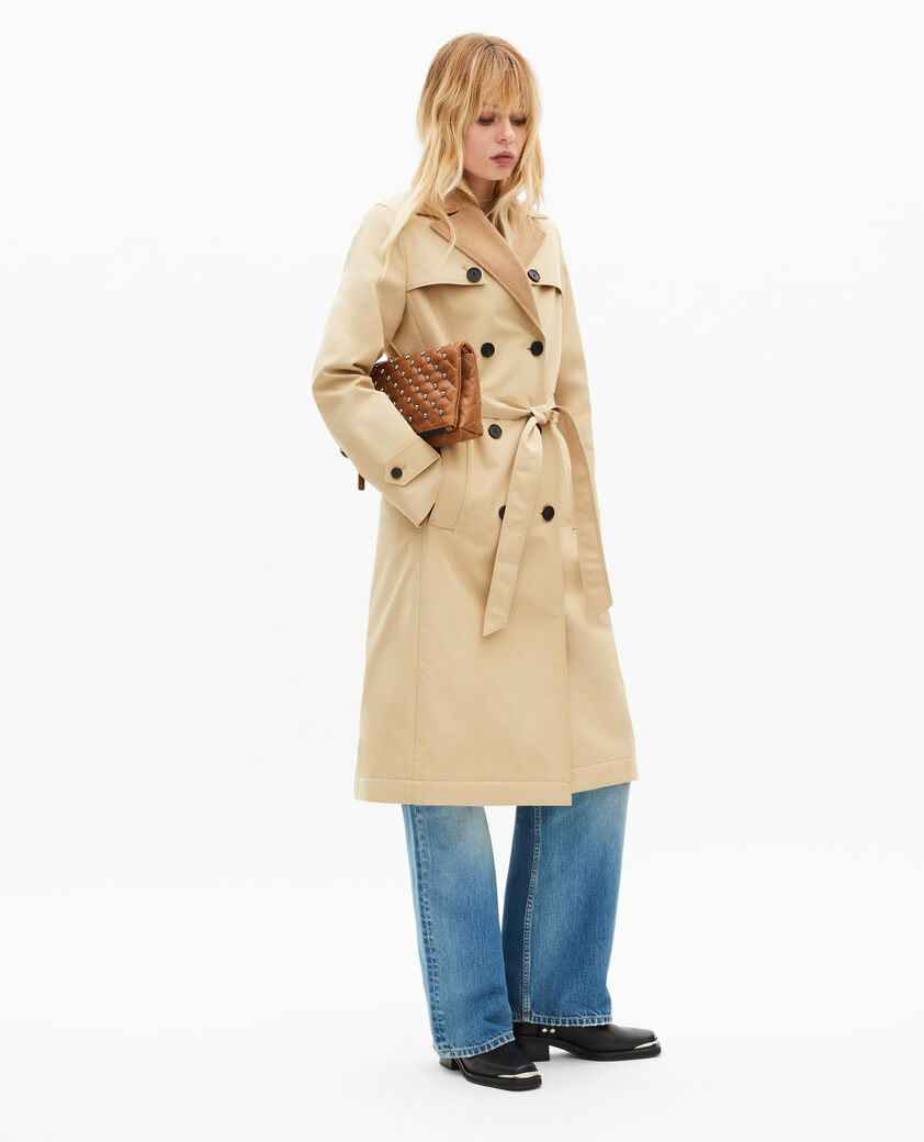 The Kooples F LIGHT BEIGE lined coat in beige wool blend