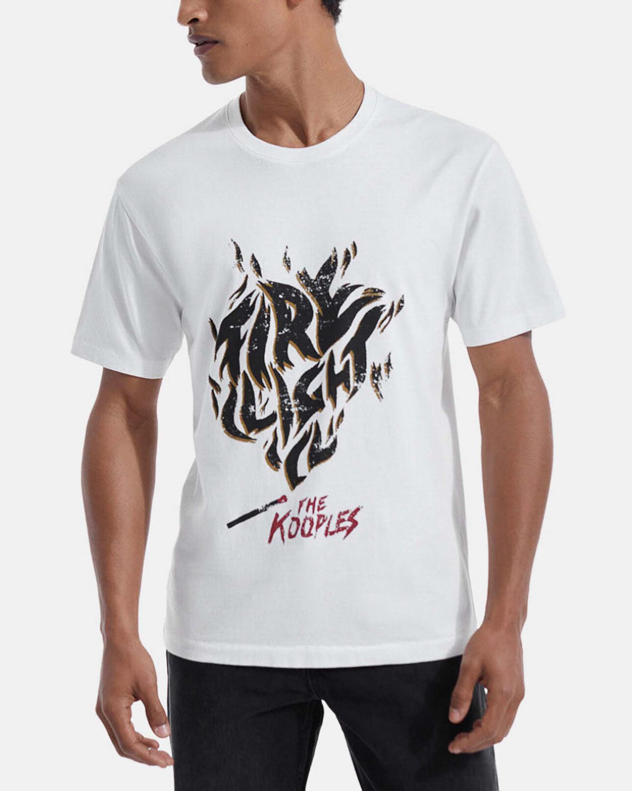 The Kooples HOMME ECRU t-shirt écru coton à motif rock poitrine