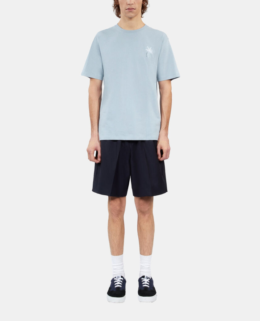 The Kooples HOMME LAVENDER t-shirt broderie palm tree bleu ciel