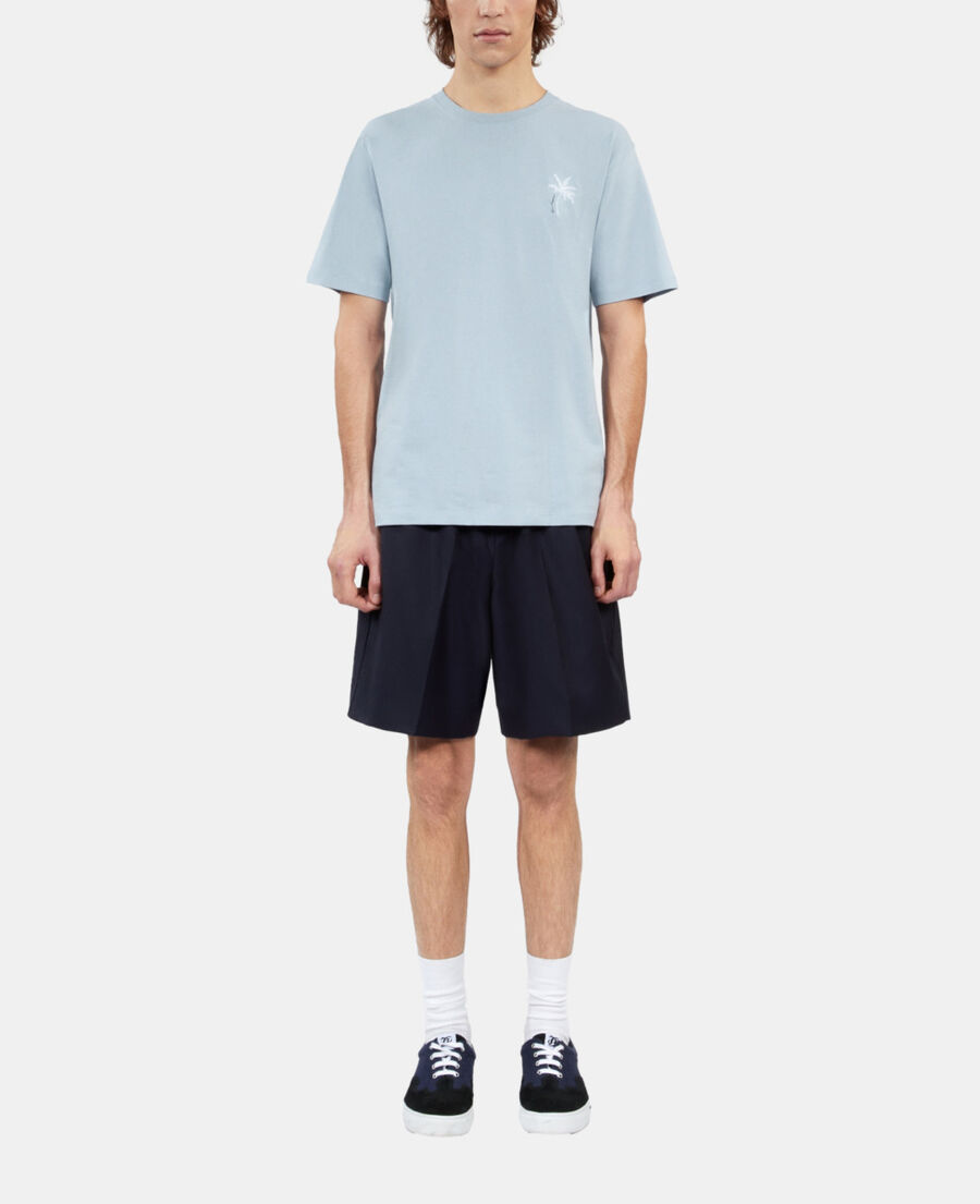 The Kooples HOMME LAVENDER t-shirt broderie palm tree bleu ciel