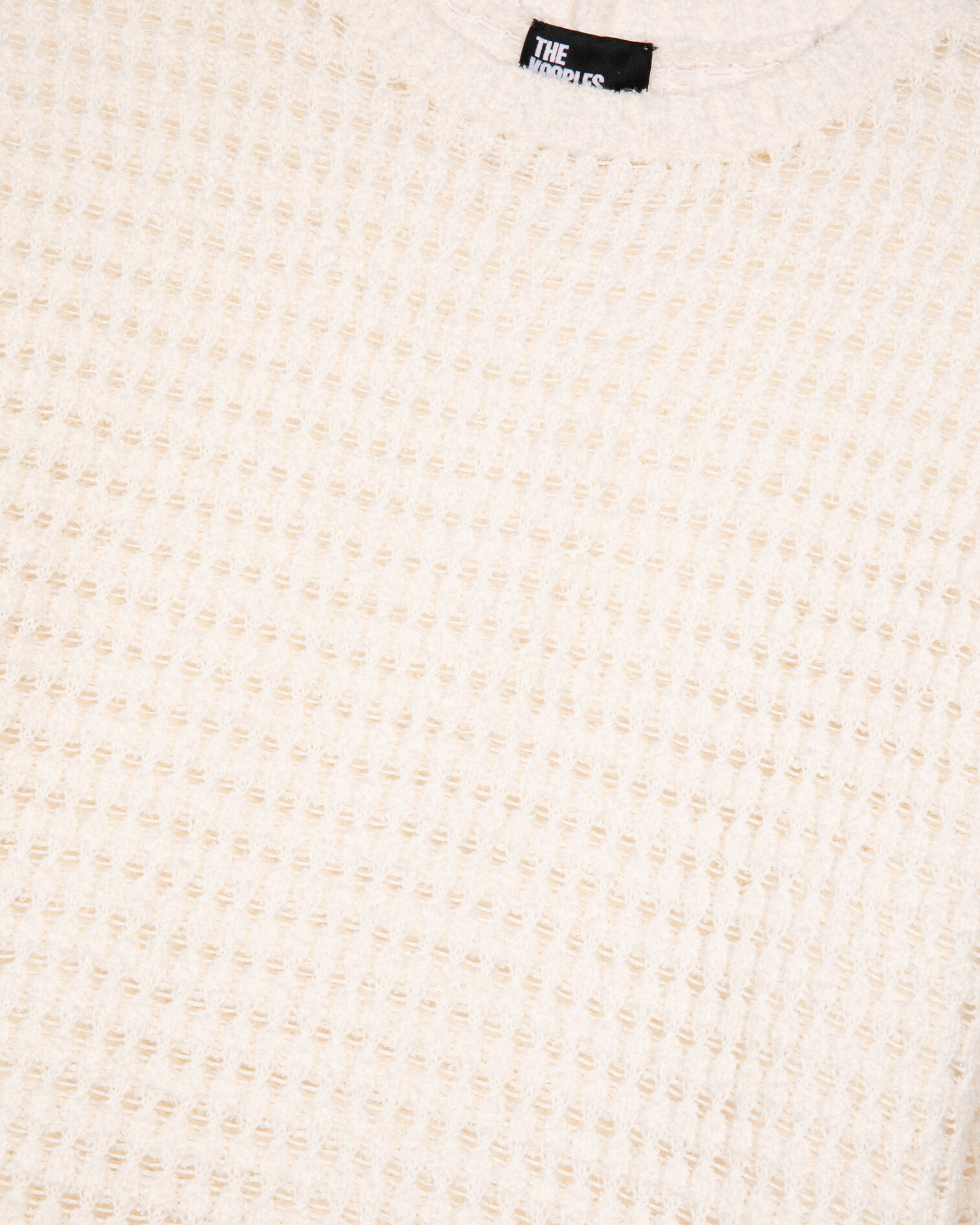 Kurzer Pullover mit Lochmuster aus ecrufarbenem Baumwollgemisch, ECRU, hi-res image number null