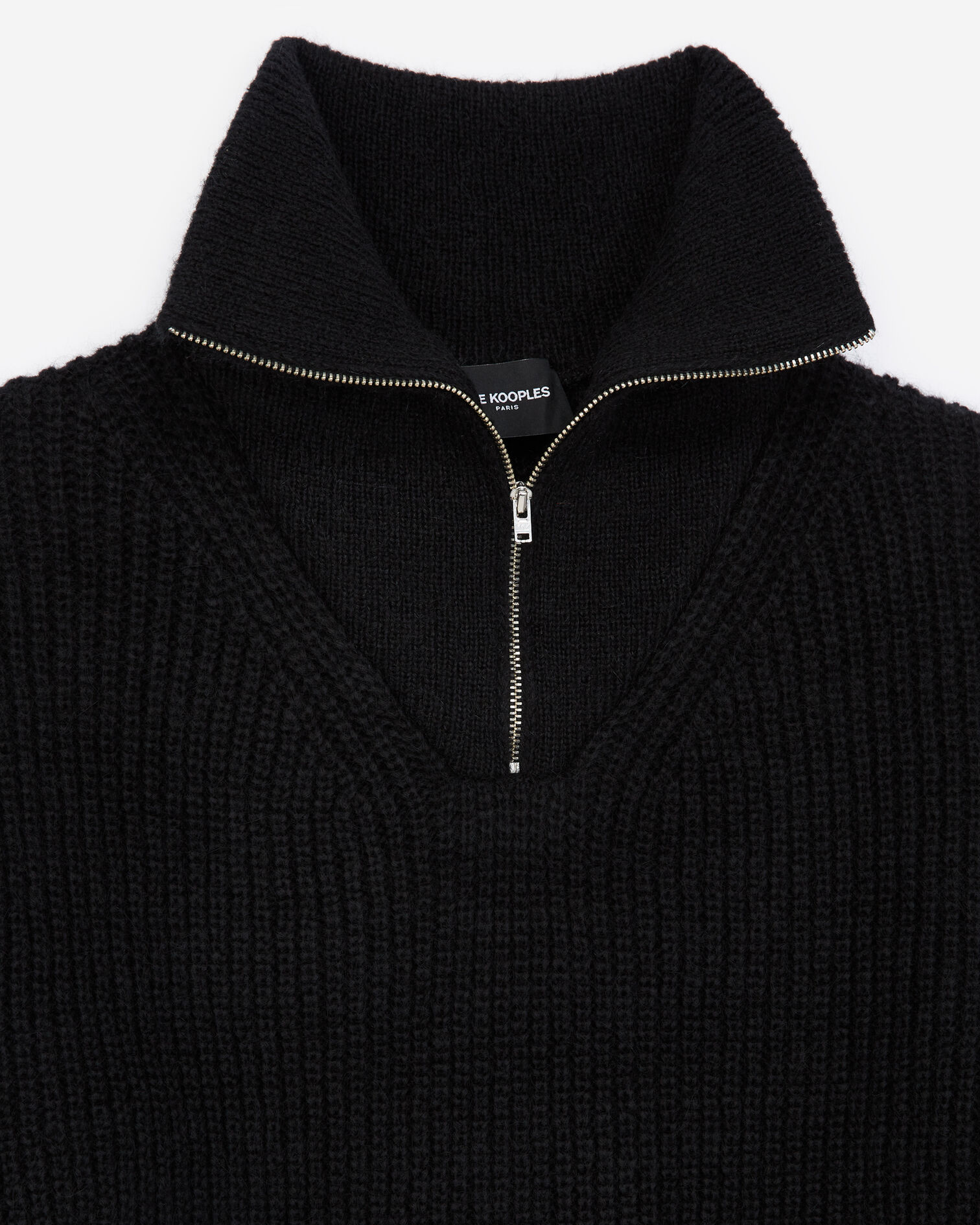 Pull maille noir à col camionneur, BLACK, hi-res image number null