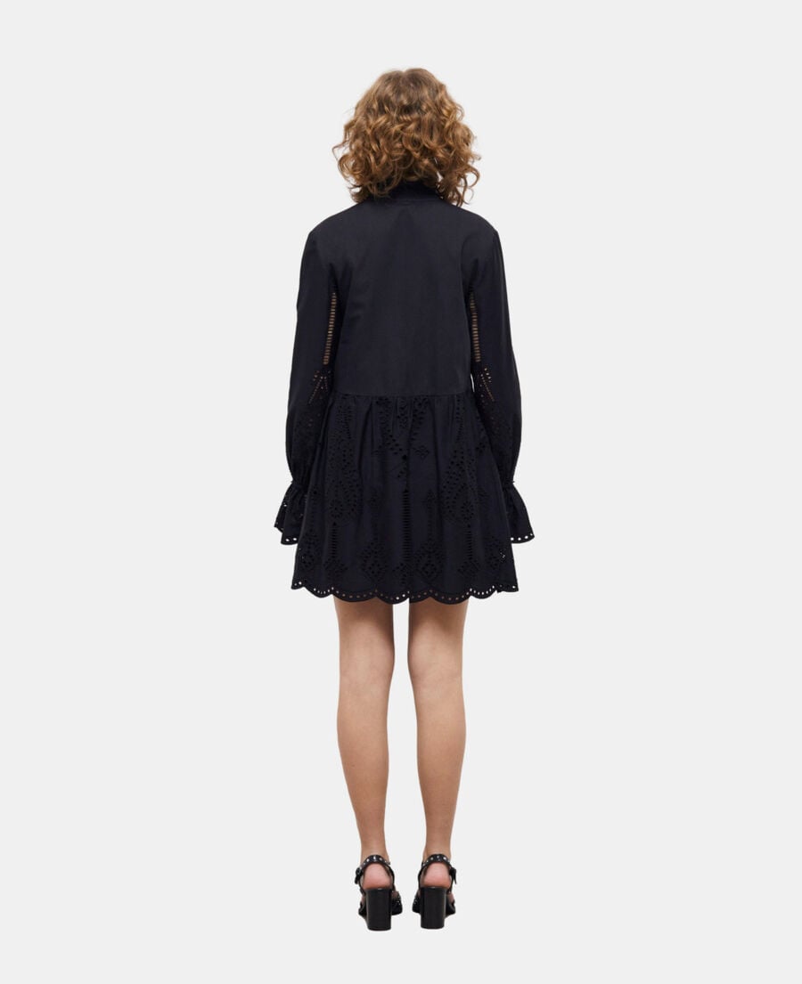 The Kooples WOMEN BLACK short black dress with broderie anglaise