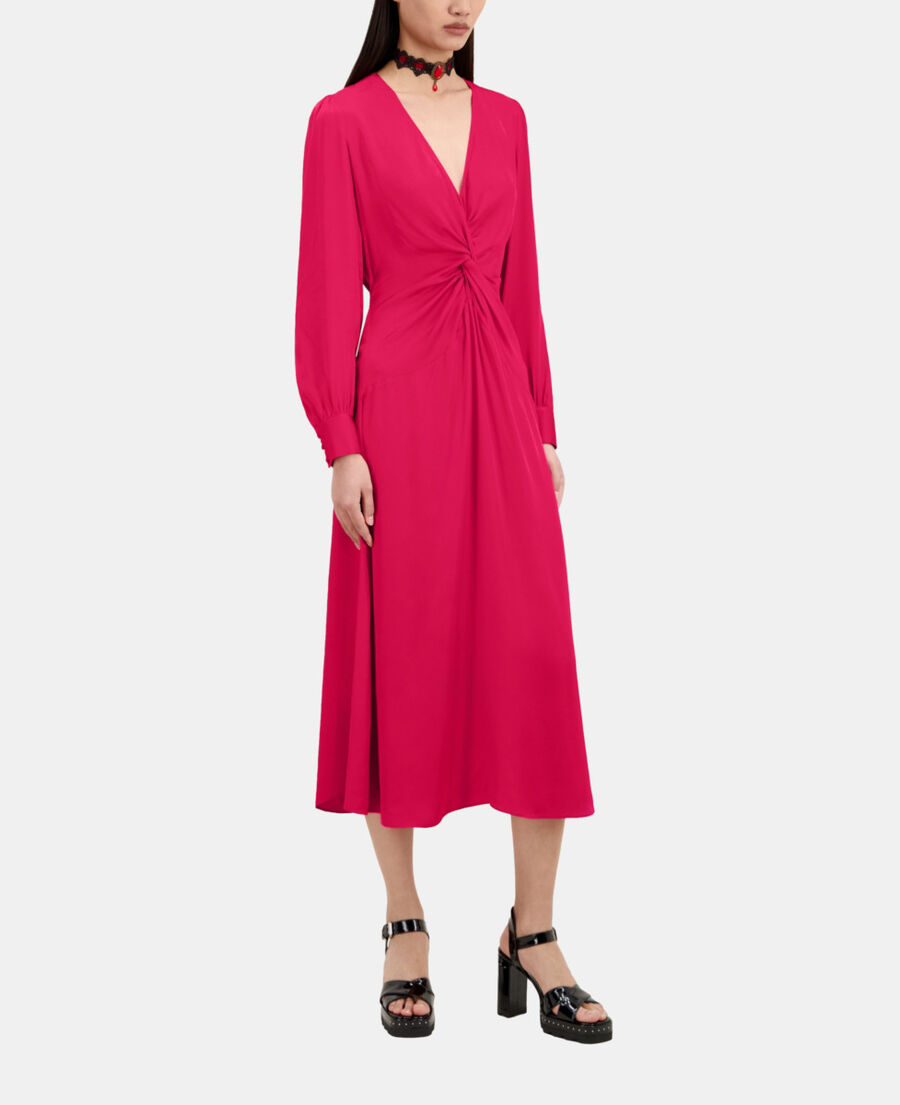 The Kooples DAMEN CHERRY langes, rotes kleid mit schleife