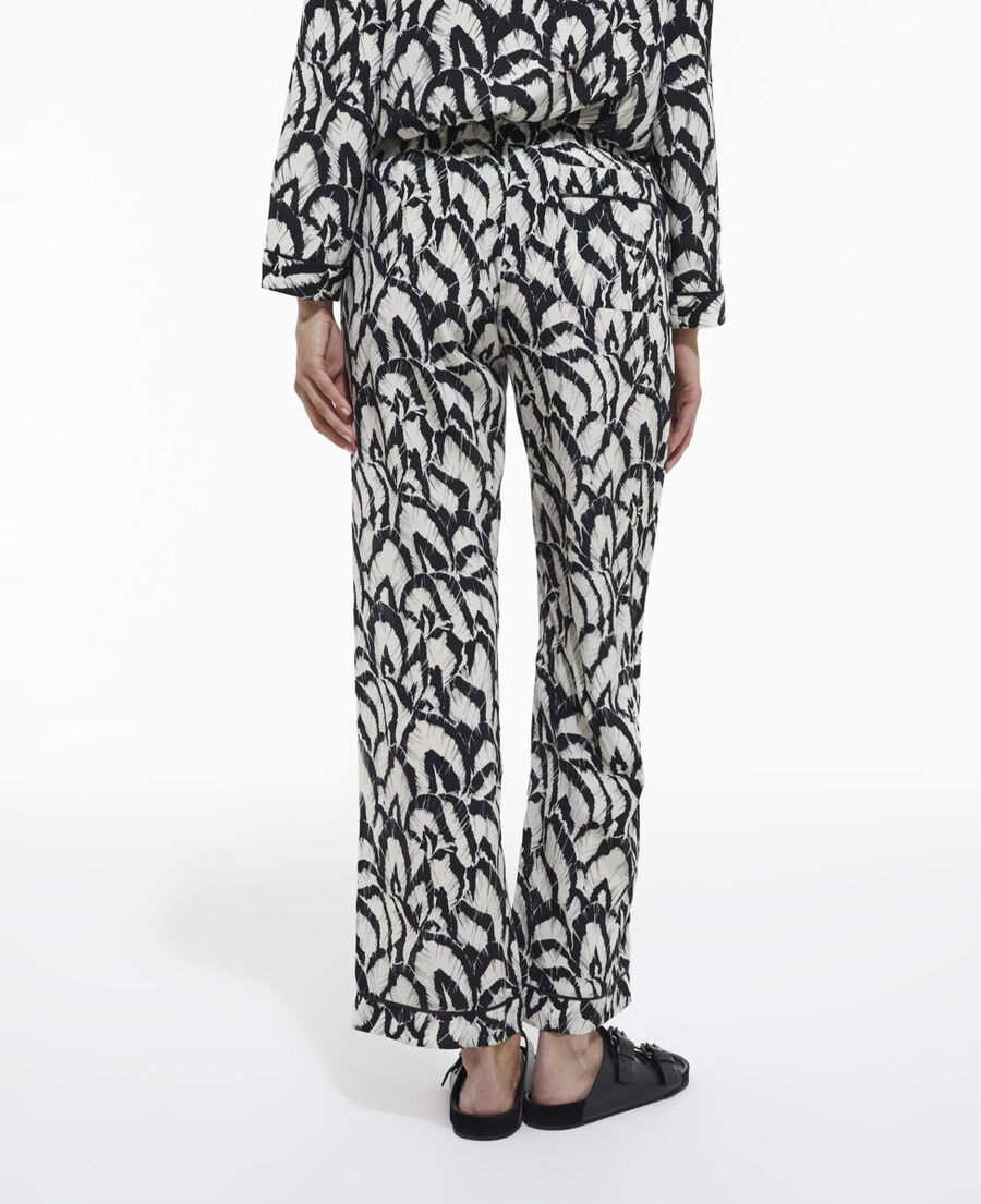The Kooples F OFF WHITE / BLACK printed silk pants