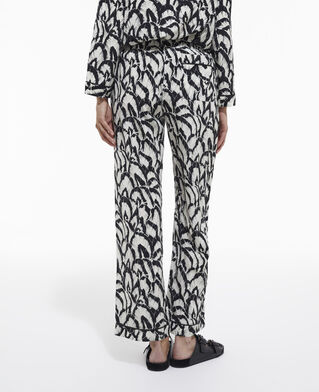 The Kooples F OFF WHITE / BLACK printed silk pants