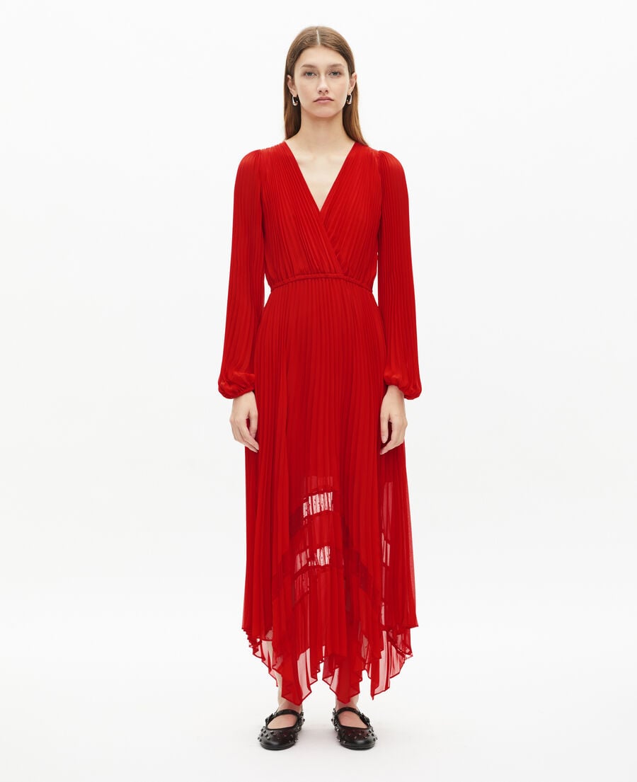 The Kooples WOMEN RED red pleated long dress