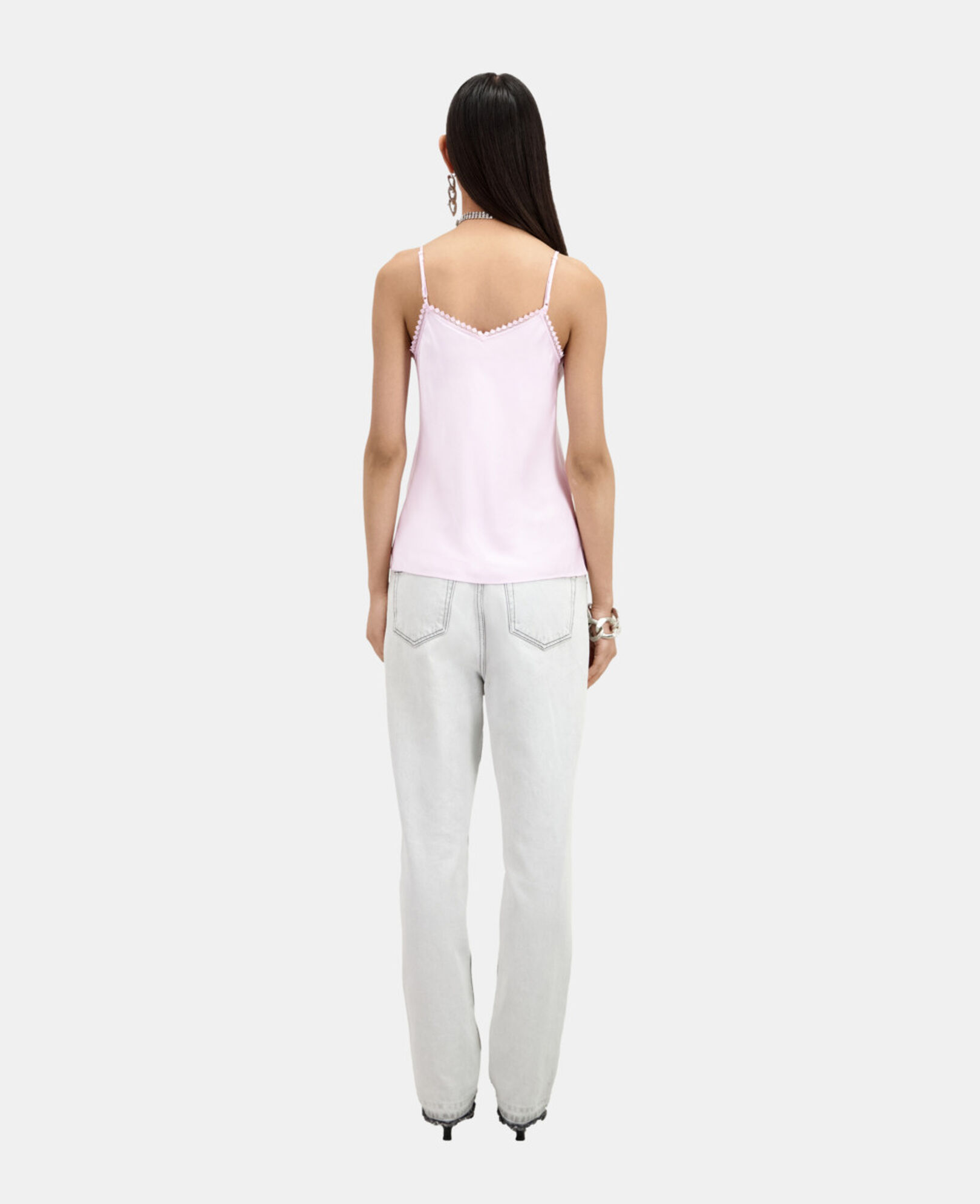 The Kooples MUJER PALE PINK camiseta interior rosa detalles encaje