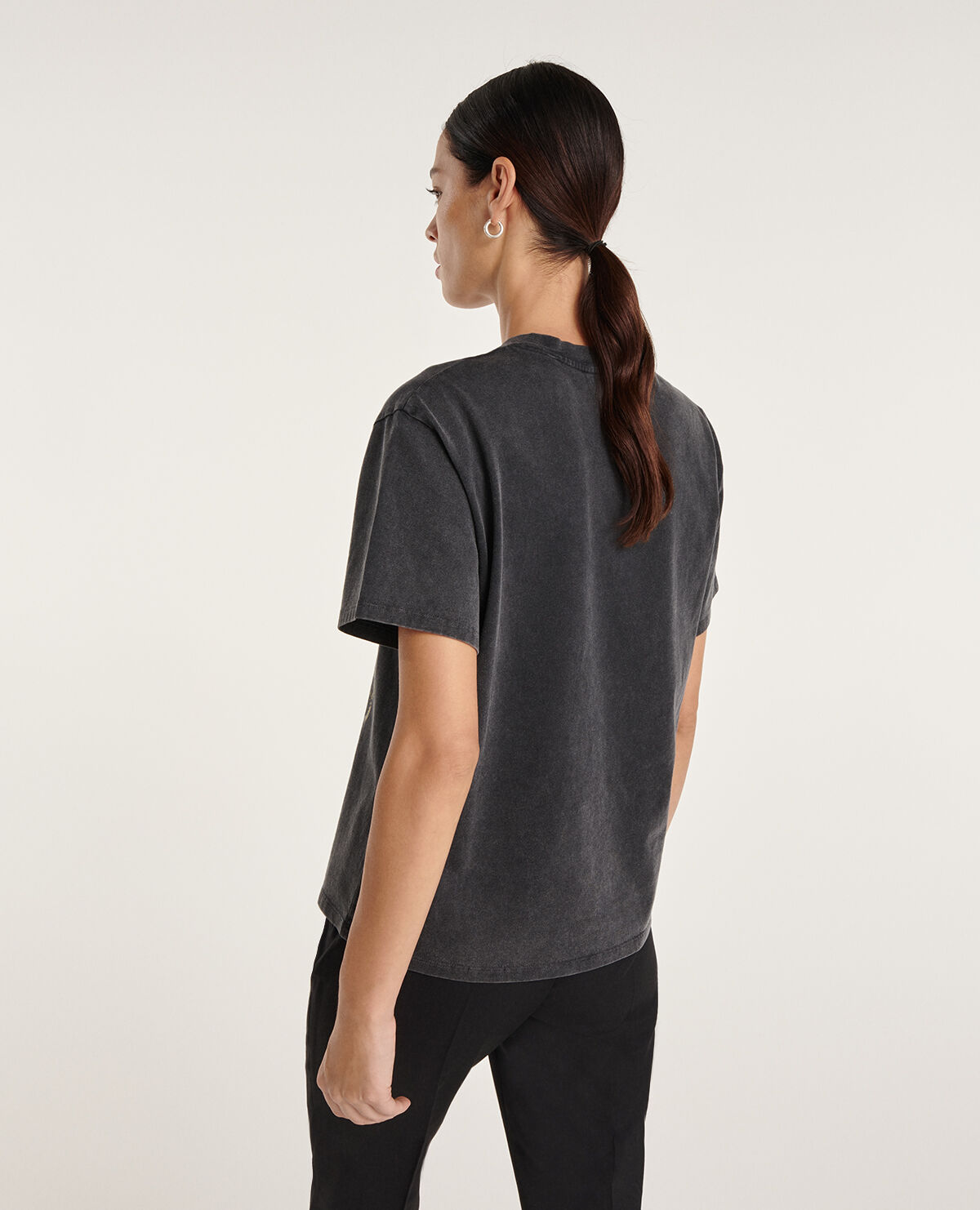 T shirt noir d lav coton s rigraphie The Kooples