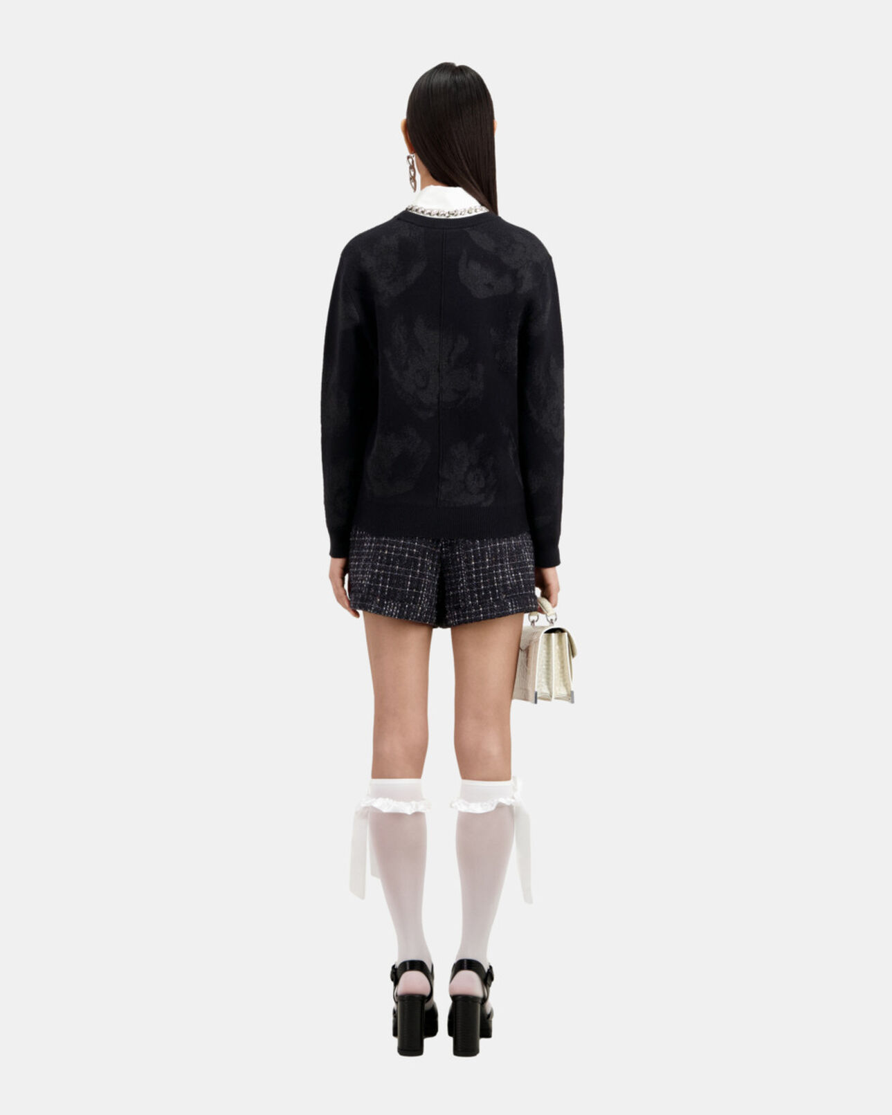 The Kooples MUJER BLACK/BLACK jersey negro mezcla lana motivos platas