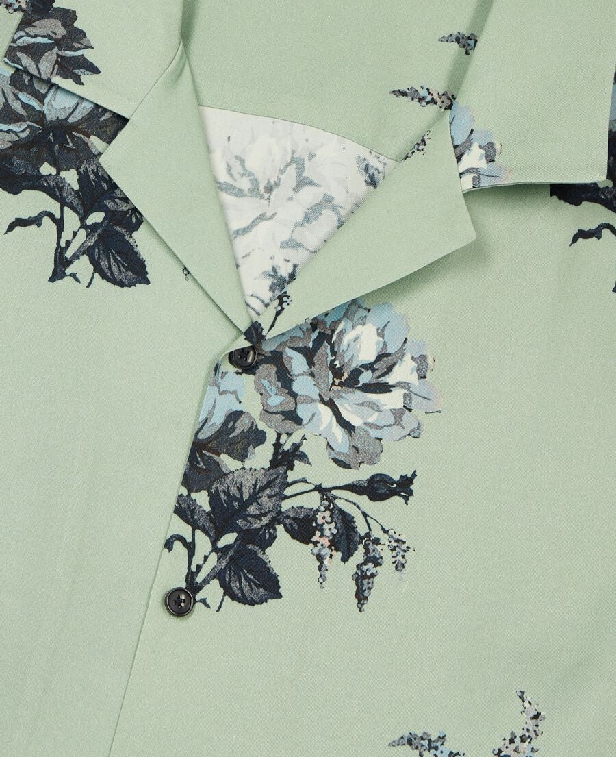 The Kooples H GREEN NAVY green floral print short-sleeve shirt