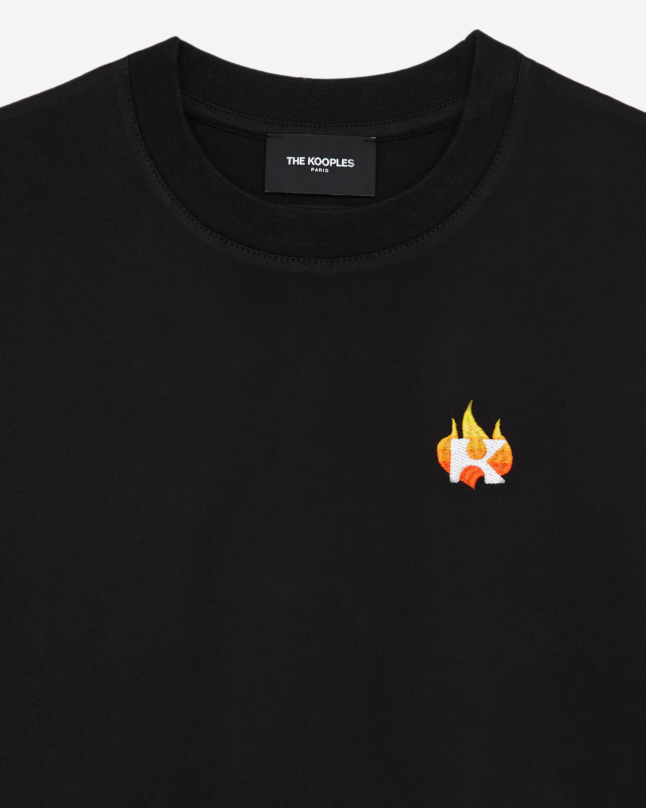 The Kooples FEMME BLACK t-shirt noir coton broderie flamme