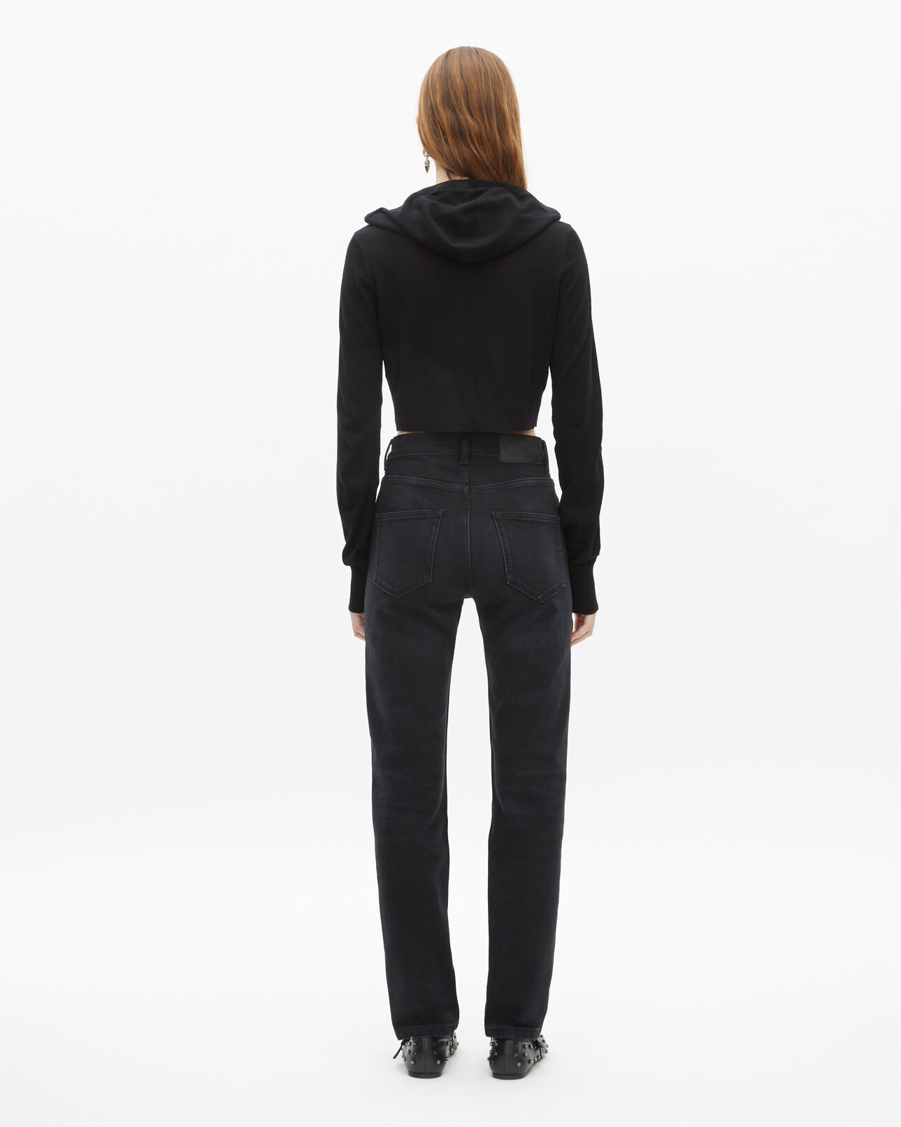 The Kooples FEMME BLACK cardigan à capuche en laine noir