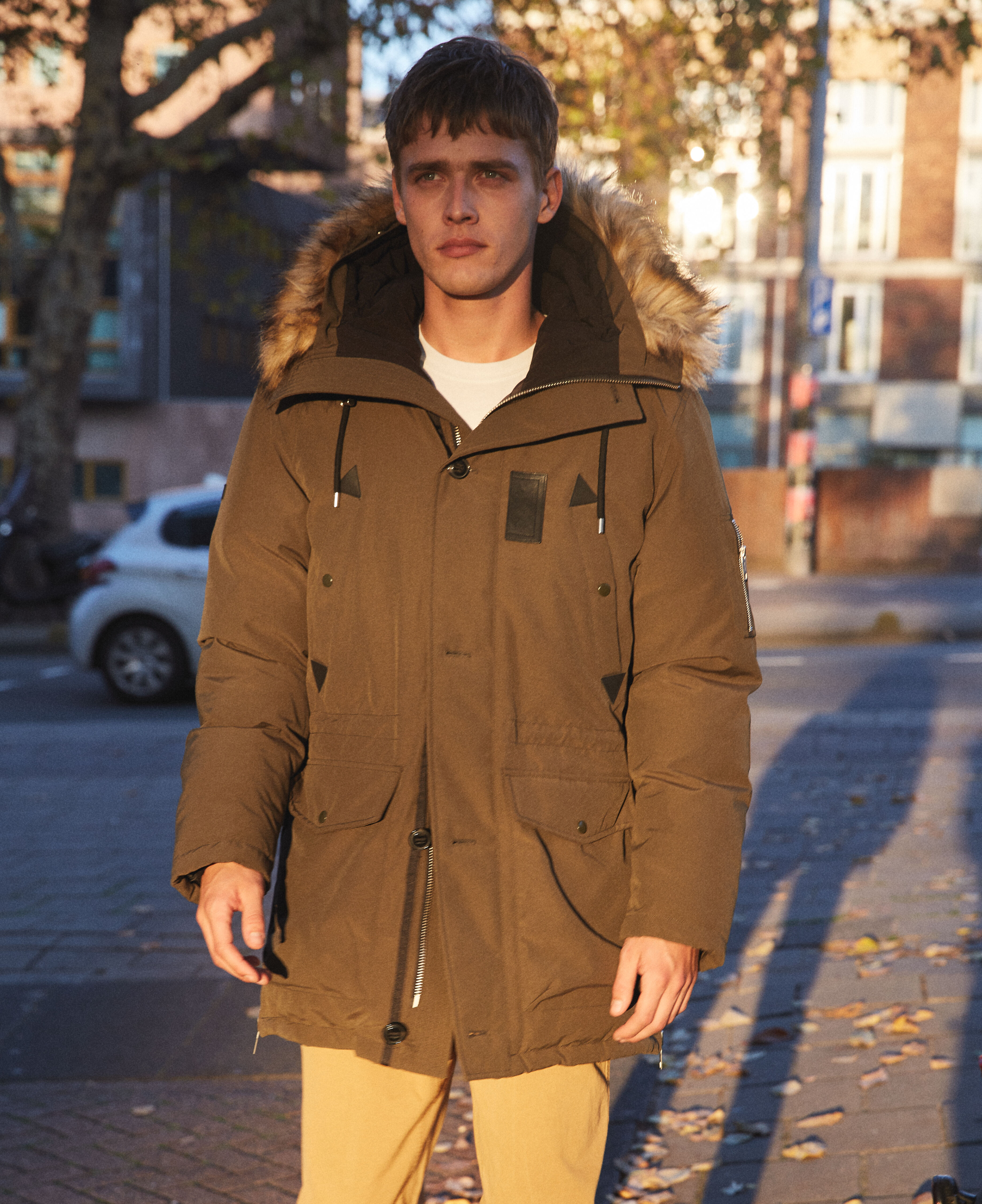 Oversized khaki parka
