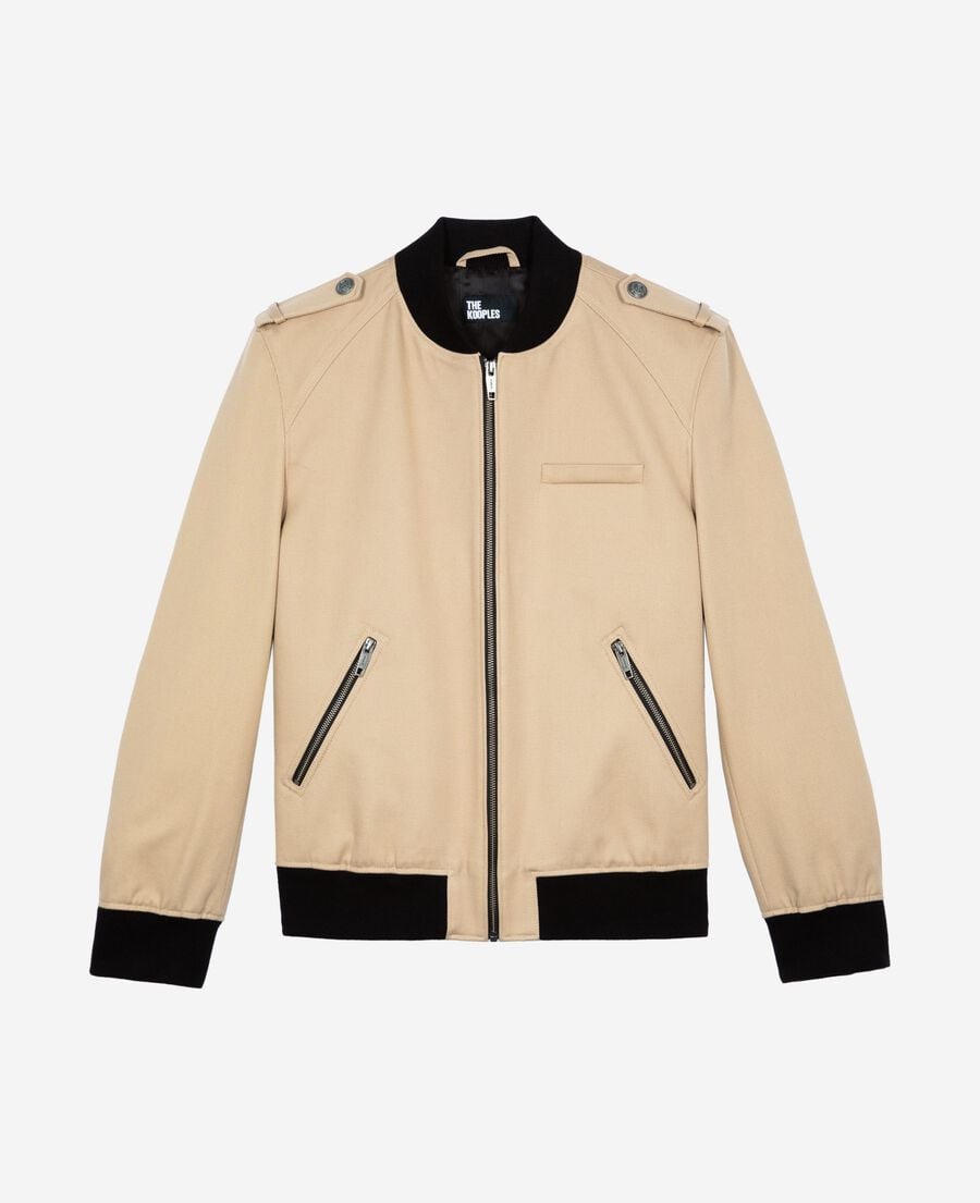 The Kooples HOMME BEIGE blouson teddy en coton beige 