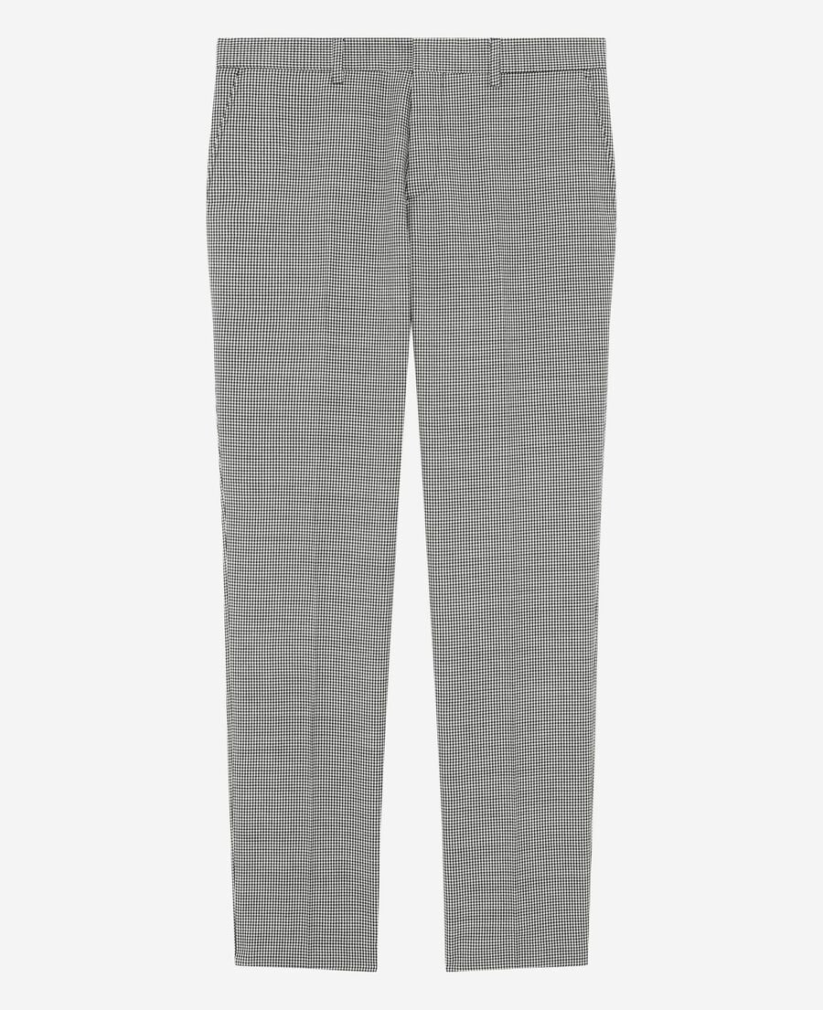 The Kooples HOMME BLACK GREY pantalon de costume ajust&eacute; en pied de poule noir et blanc