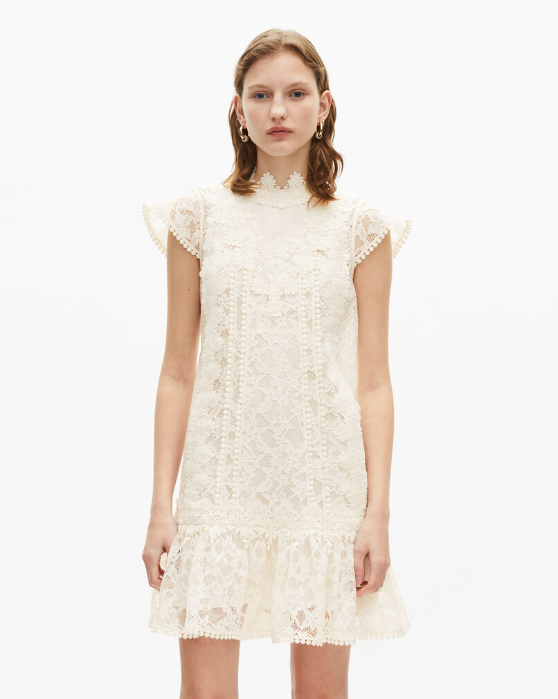 The Kooples FEMME ECRU robe courte en dentelle écrue