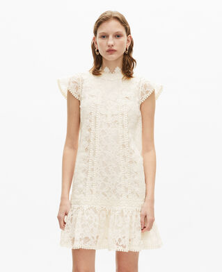 The Kooples DAMEN ECRU kurzes kleid aus ecrufarbener spitze