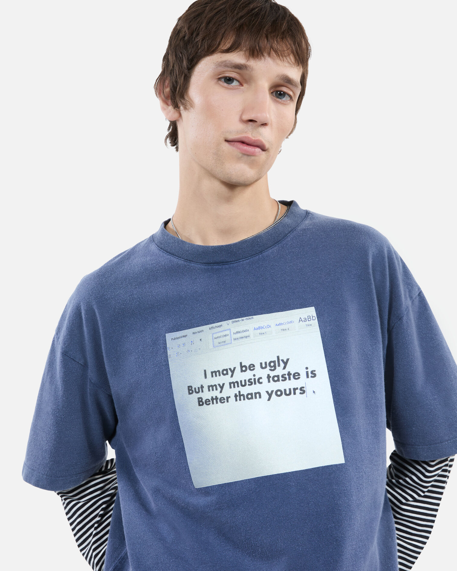Blue t-shirt with serigraphy, DARK BLUE, hi-res image number null