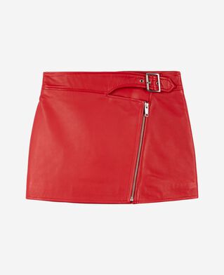 The Kooples WOMEN TANGO RED leather skirt with red zip