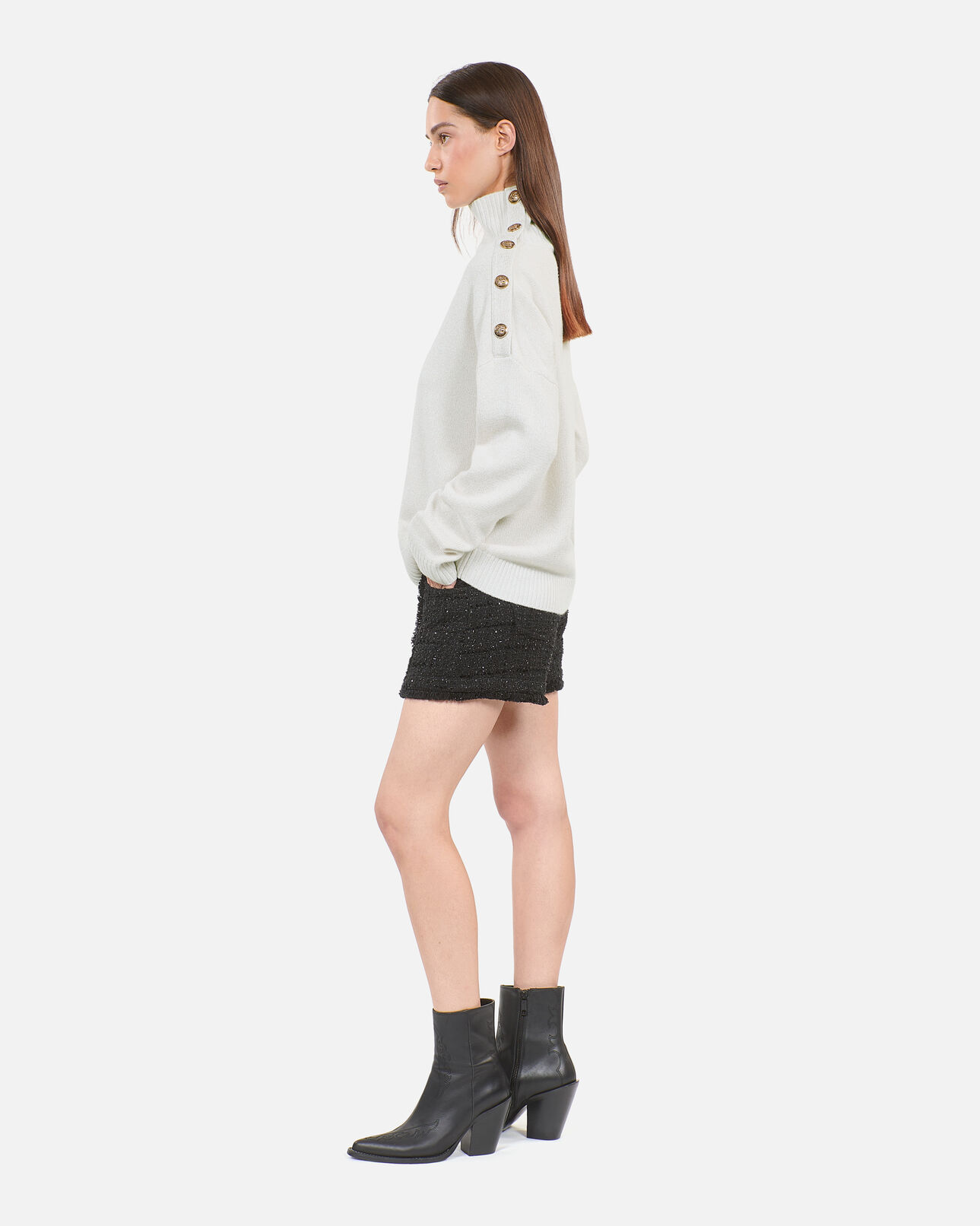 The Kooples FEMME ECRU pull en laine et cachemire écru