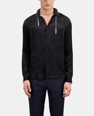 The Kooples HOMME BLACK chemise jacquard noire à fleurs