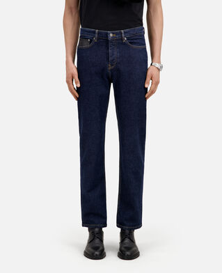 The Kooples HOMME BLUE BRUT jean bleu slim avec poche en cuir