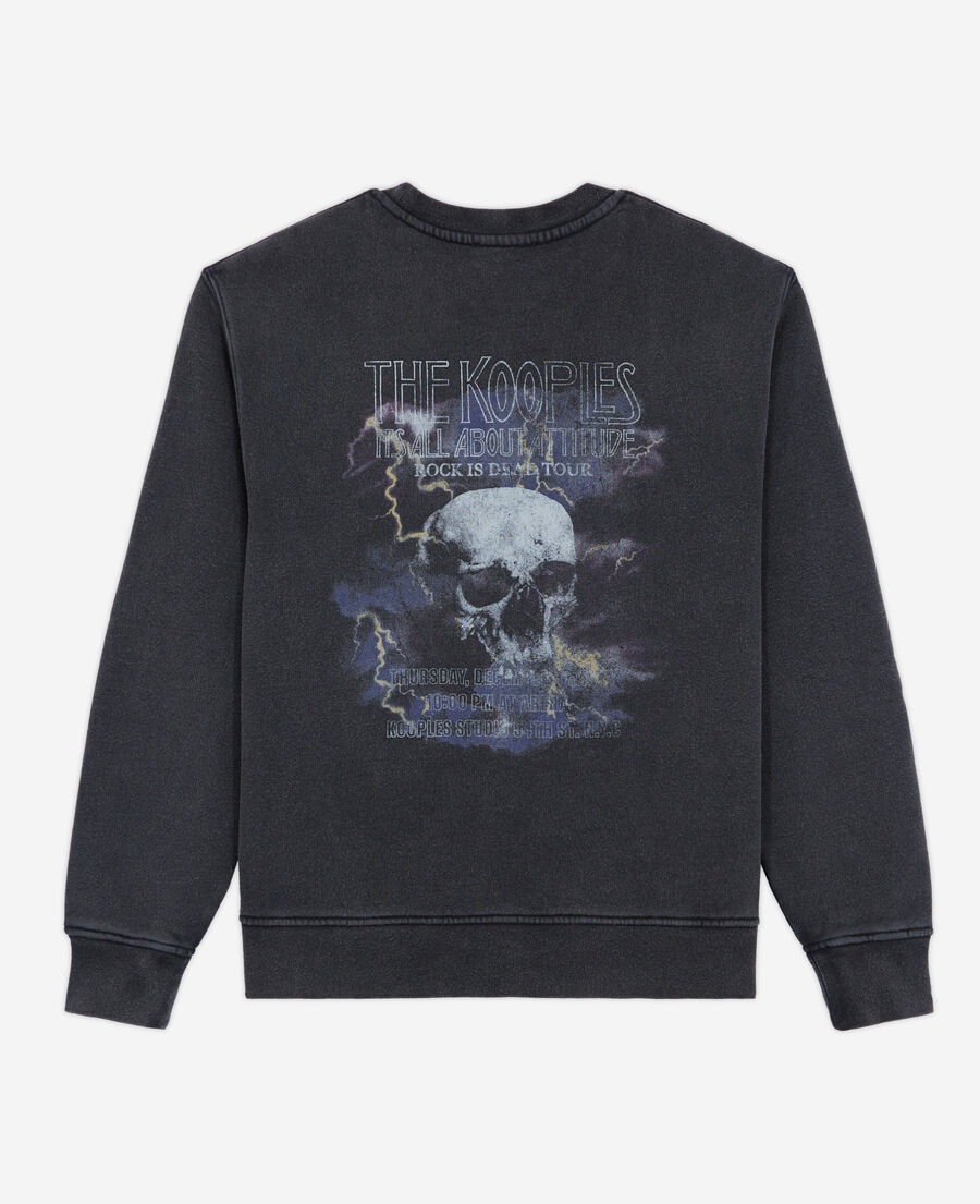 schwarzes sweatshirt mit skull-siebdruck