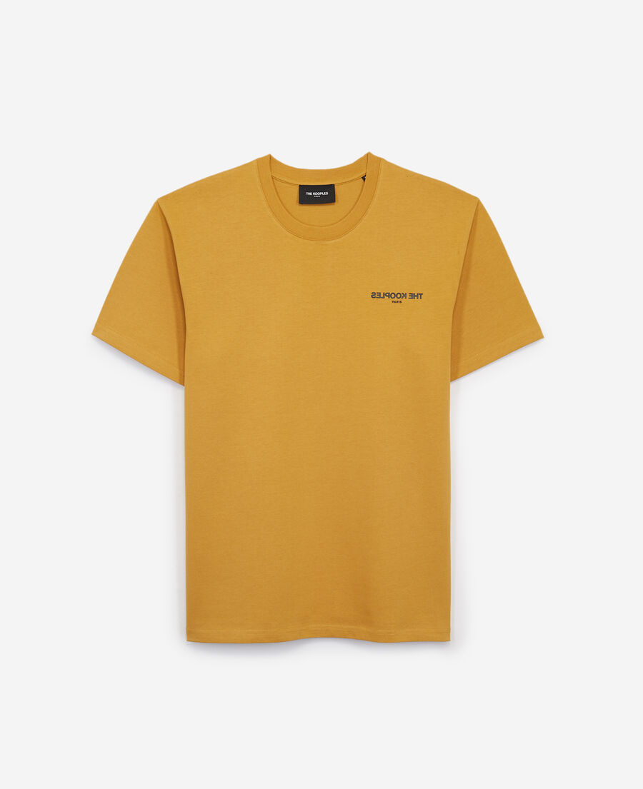 mustard cotton t-shirt with logo the kooples