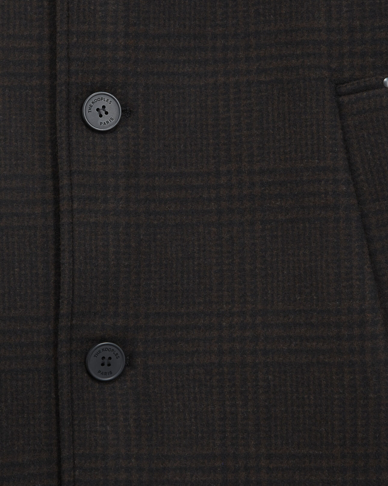 The Kooples HOMME BLACK BROWN manteau à carreaux long marron et noir