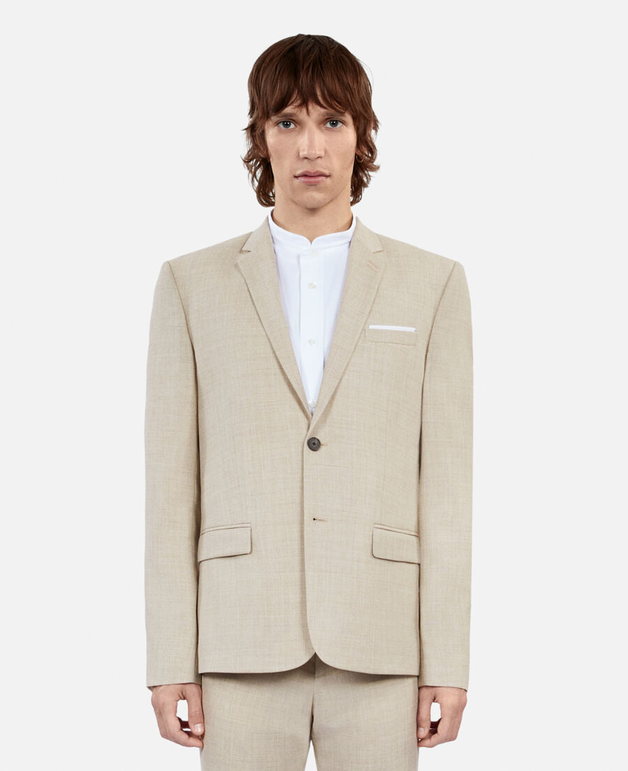 beige wool suit jacket