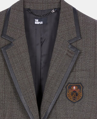 The Kooples WOMEN BROWN prince of wales jacket in brown wool