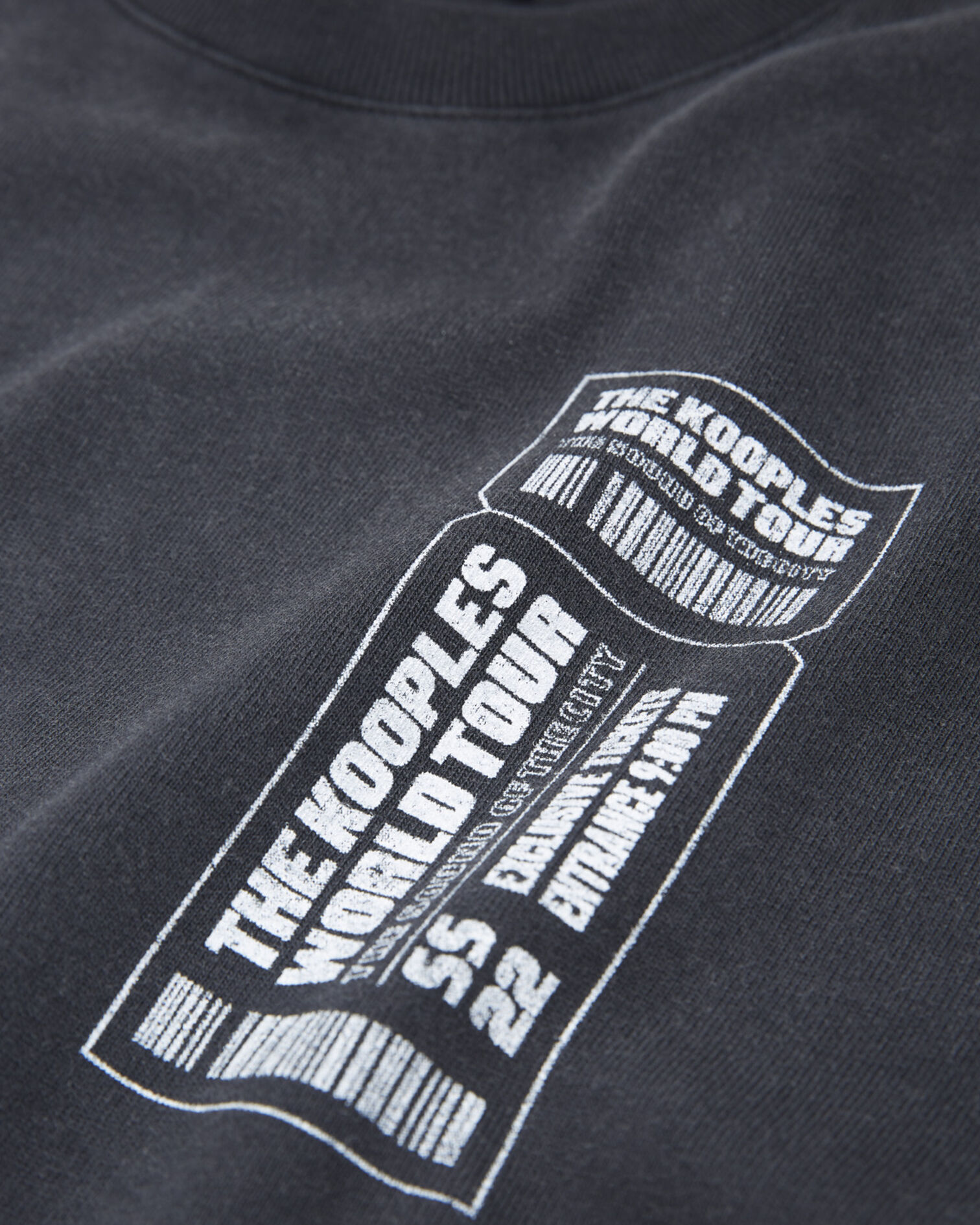 T-shirt noir délavé coton motif concert, BLACK WASHED, hi-res image number null