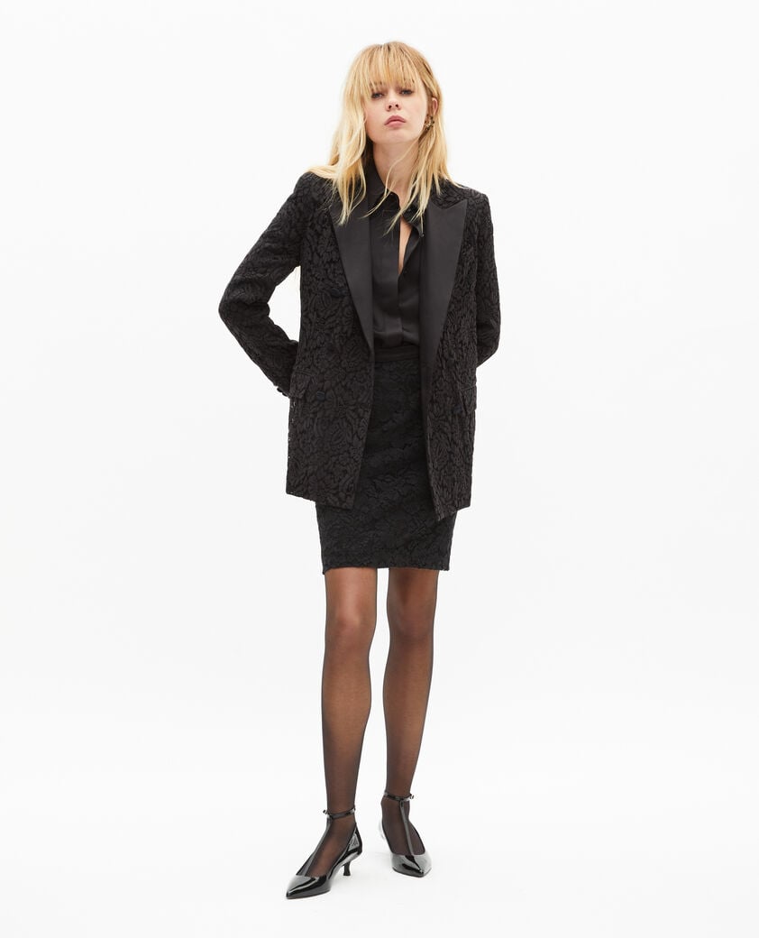 The Kooples WOMEN BLACK black lace suit jacket