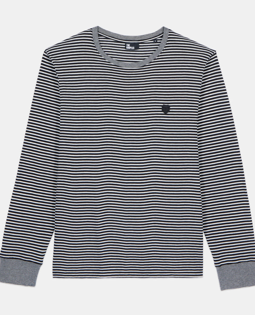 The Kooples HOMME BLACK / WHITE t-shirt manches longues &agrave; rayures