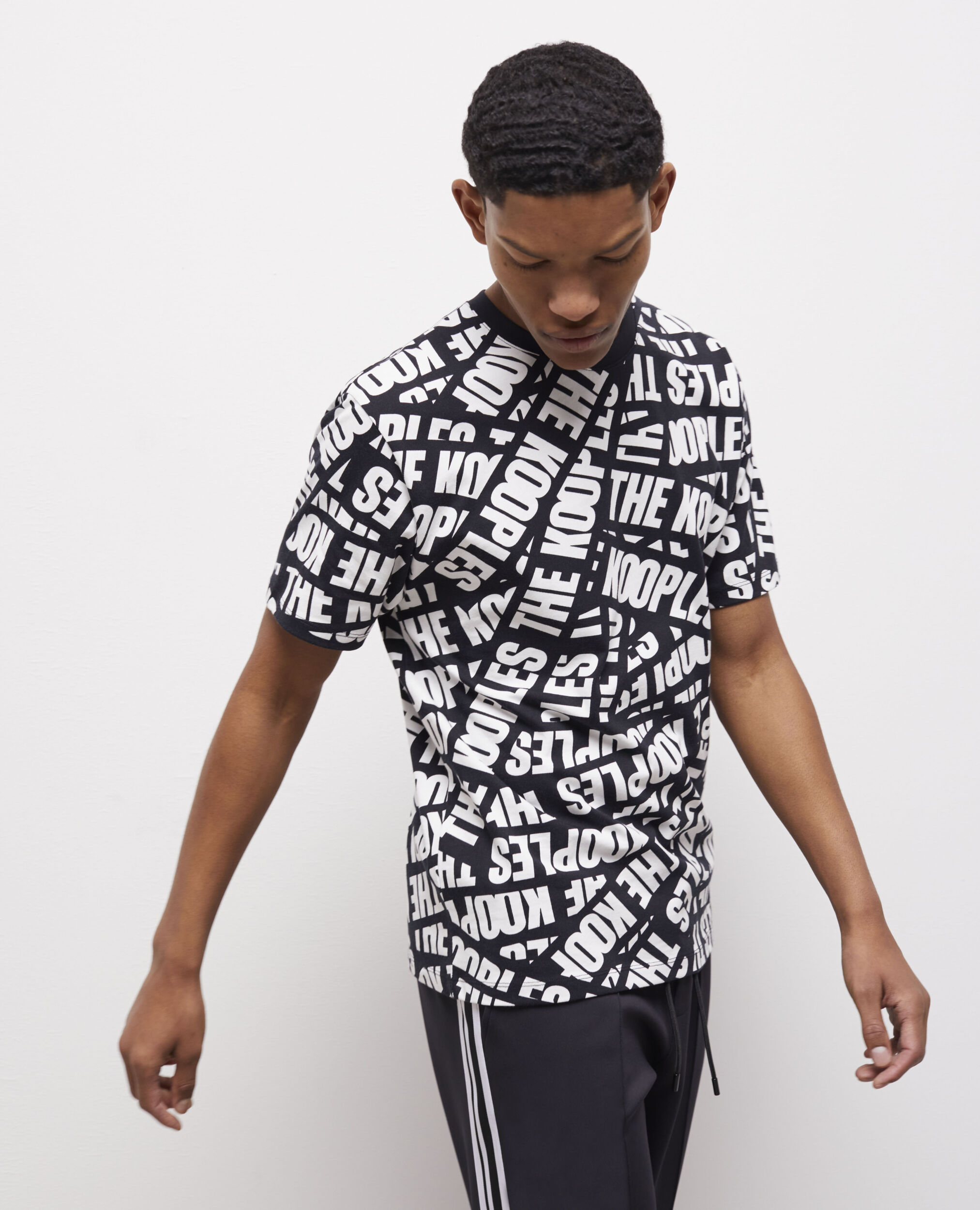 Men's t-shirt with tape logo, BLACK / WHITE, hi-res image number null