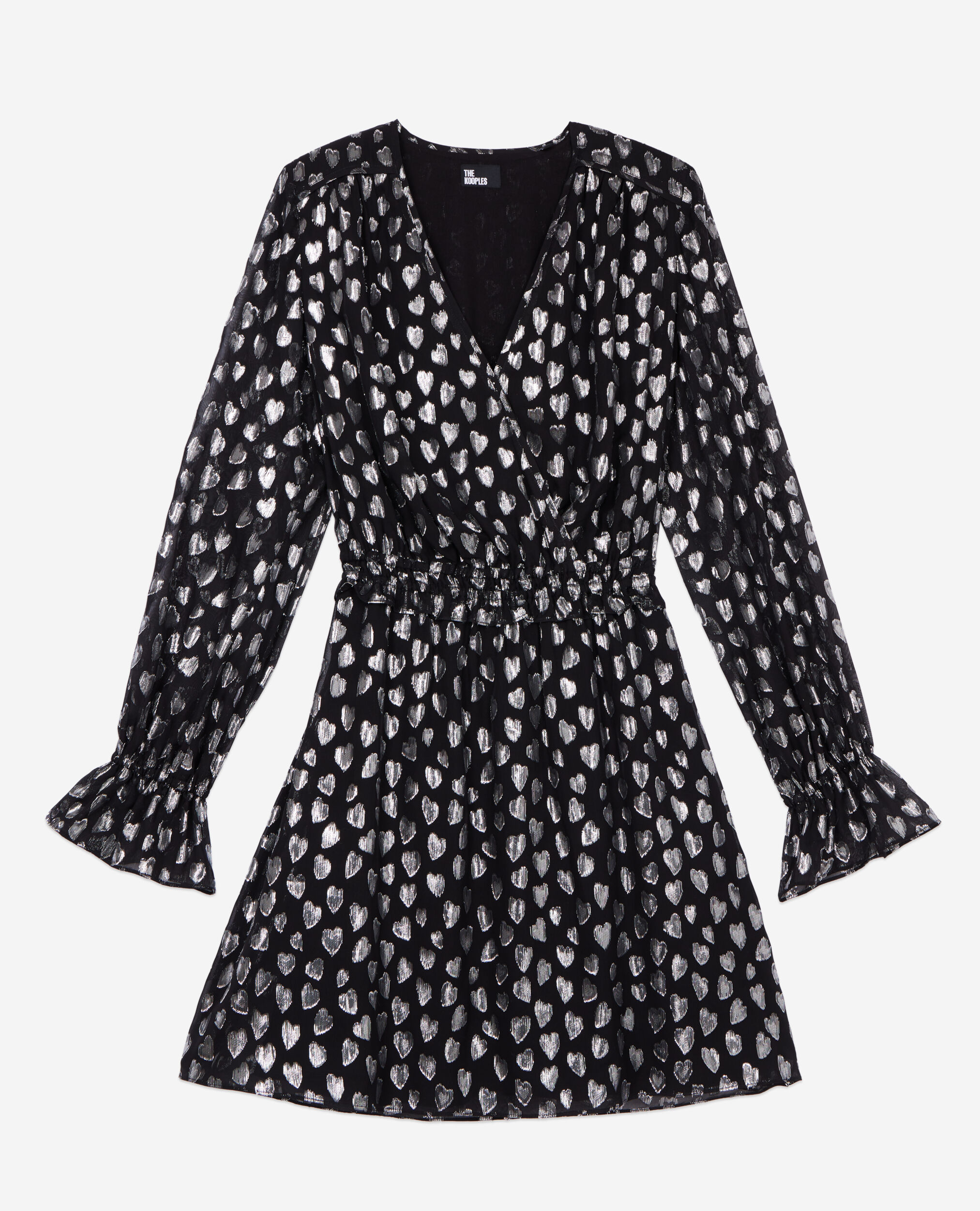 Schwarzes kurzes Kleid mit silbernen Herzen, BLACK SILVER, hi-res image number null