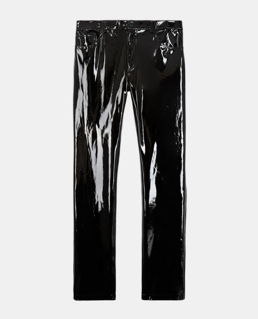 The Kooples HERREN BLACK schwarze jeans mit leder- und vinyloptik