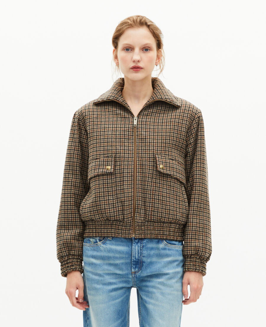 The Kooples WOMEN CAMEL / BEIGE camel wool houndstooth jacket