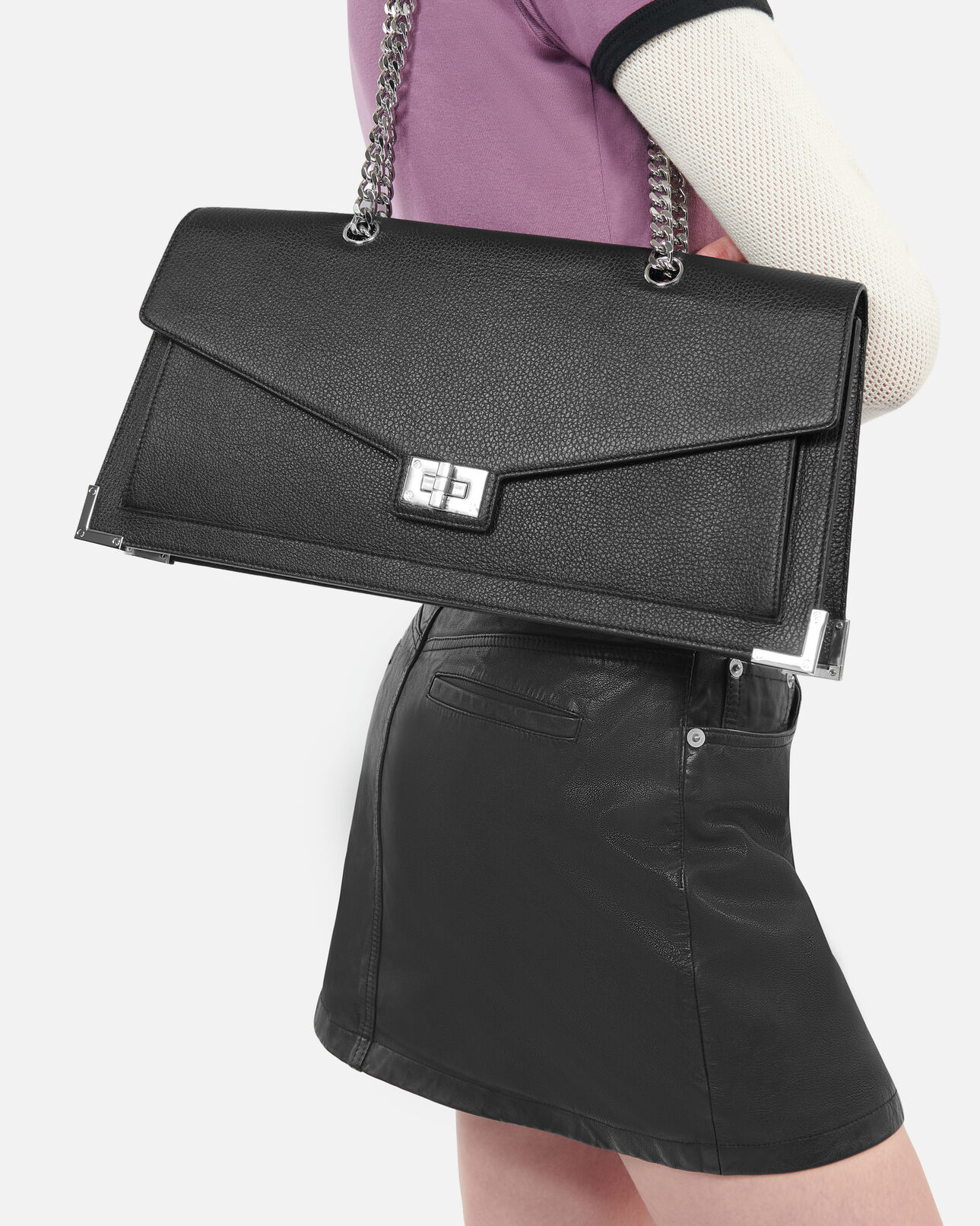 The Kooples WOMEN BLACK emily long bag in black leather
