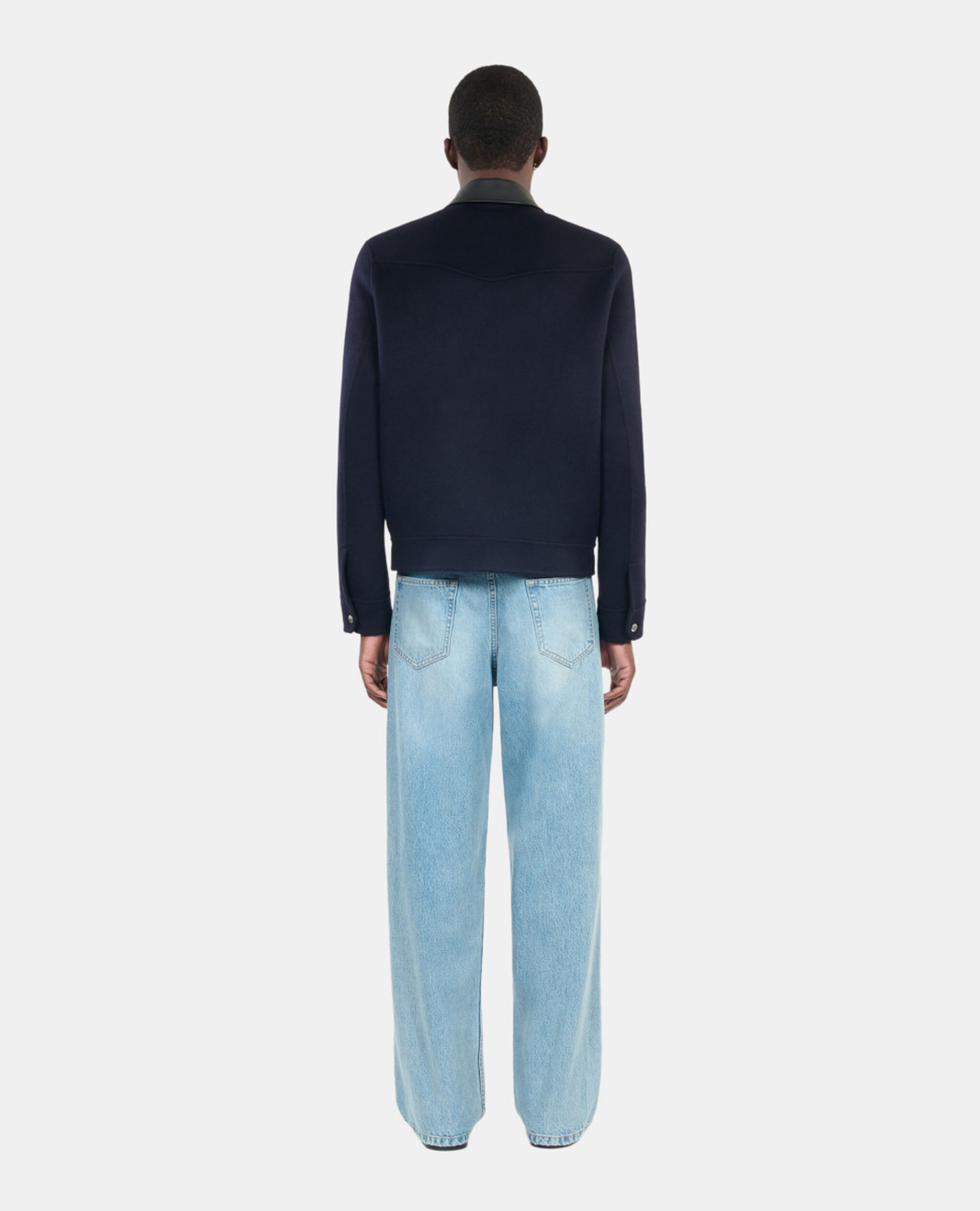Navy blue double-faced wool jacket, NAVY, hi-res image number null