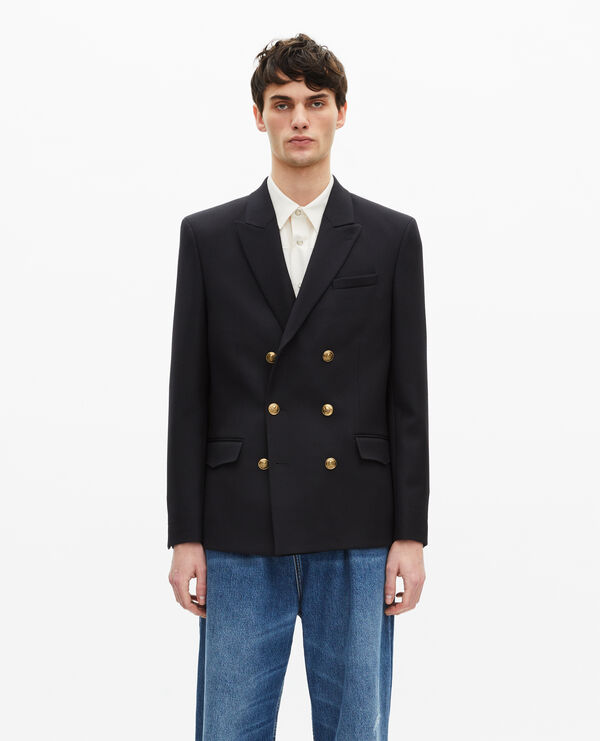 The Kooples HOMME DARK NAVY veste en laine bleu marine