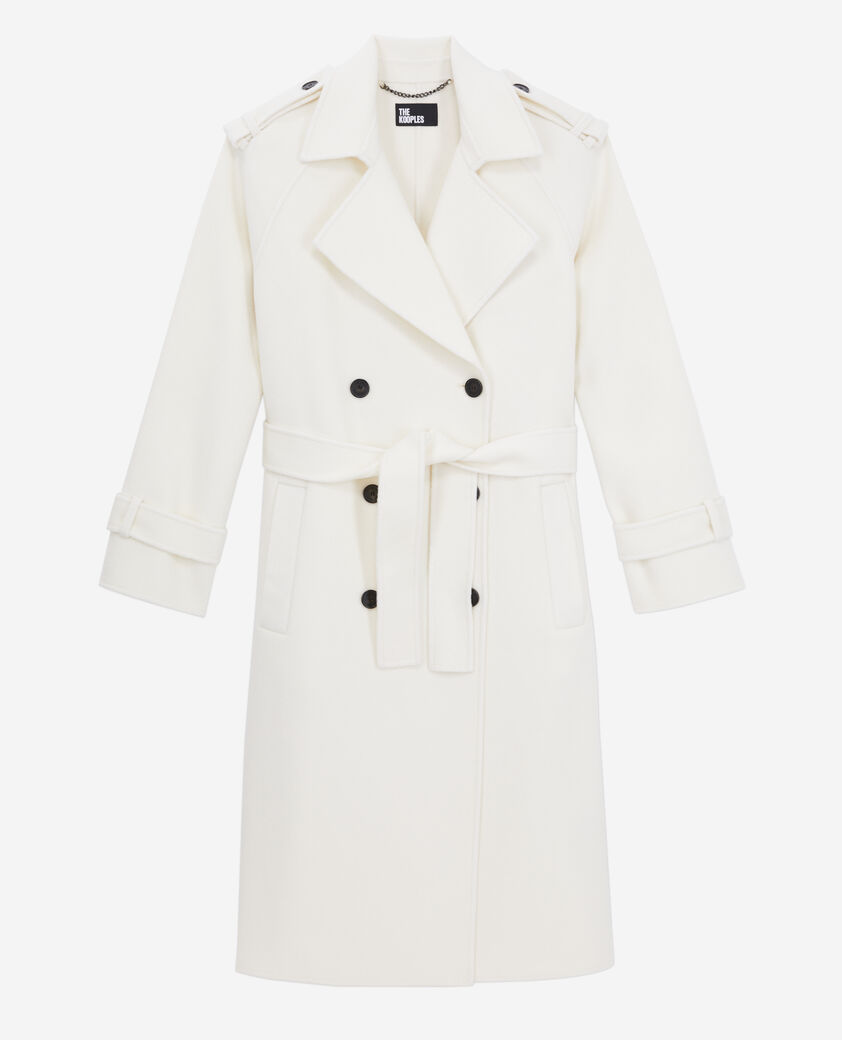 The Kooples WOMEN ECRU long ecru wool blend coat