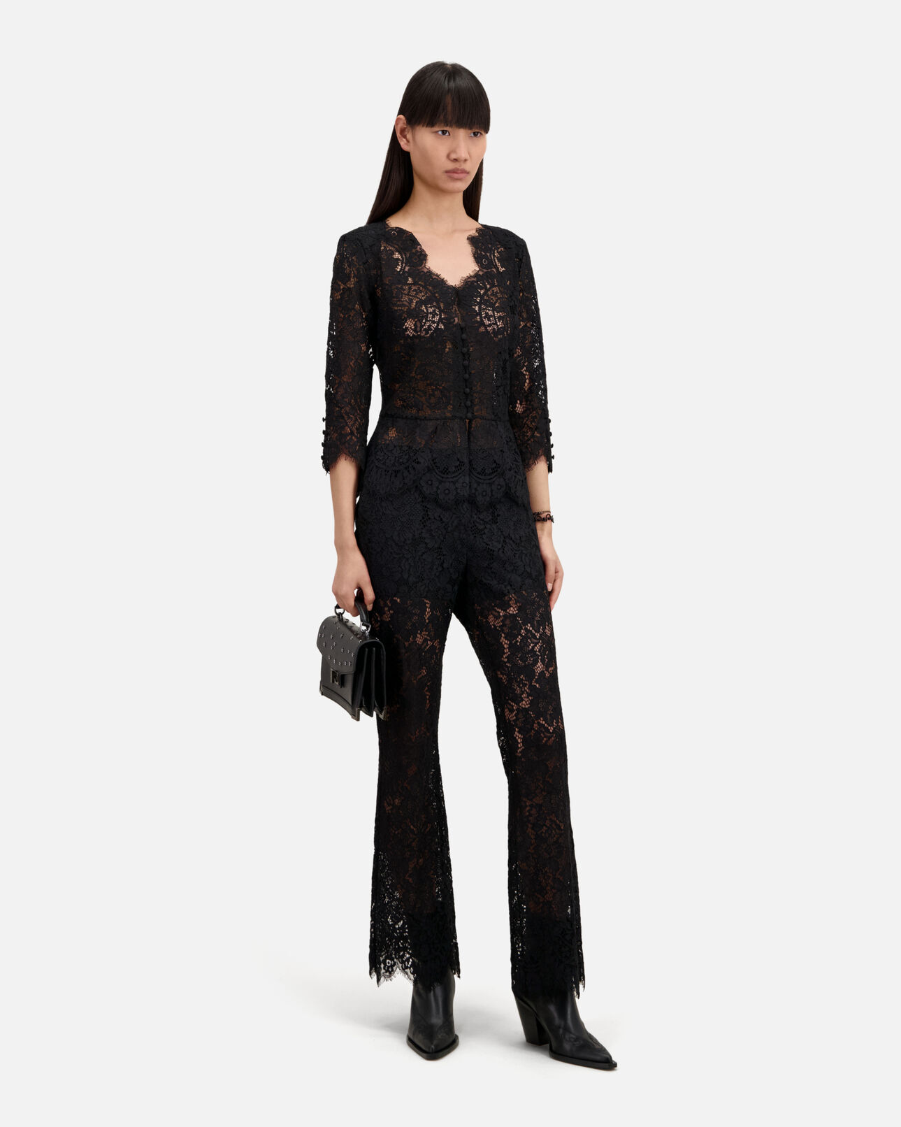 The Kooples WOMEN BLACK black lace trousers