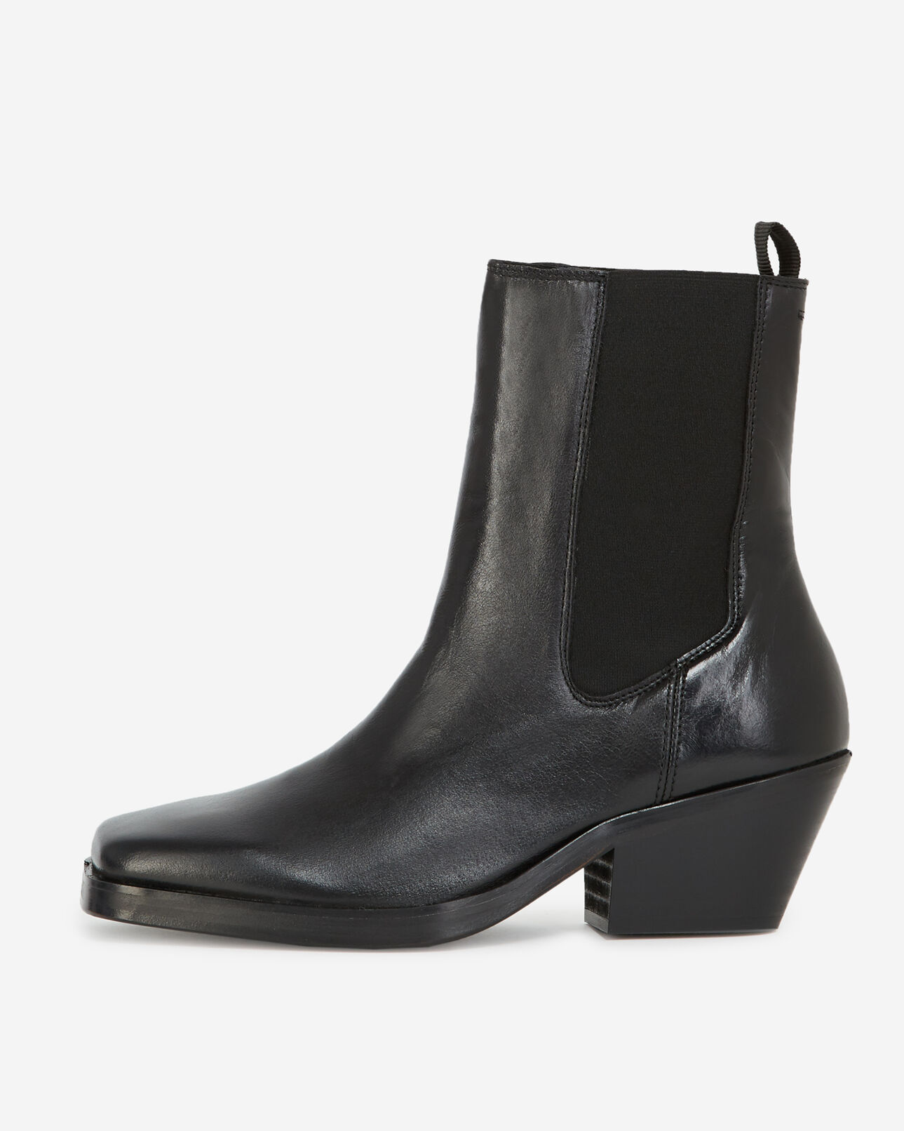 The Kooples F BLACK black leather ankle boots with flat sole